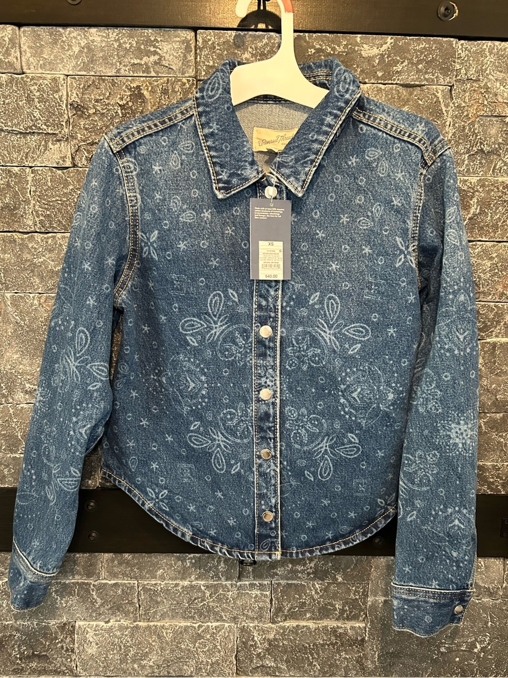 Women's Blue Printed Denim Shacket/Shirt